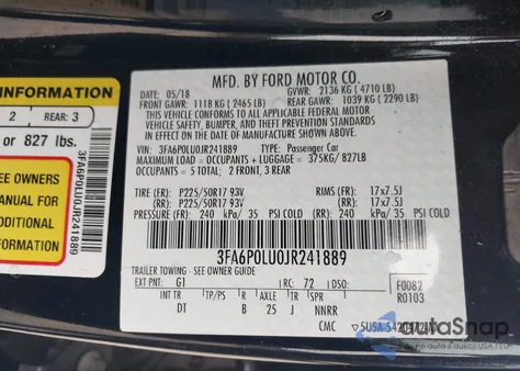 2018 Ford Fusion Hybrid Se from USA, damaged, VIN 3FA6P0LU0JR241889